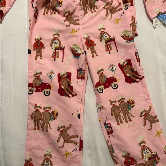 Brand New Nick & Nora Sock Monkey Kids Pajamas in S-6X - Picture 5 of 6